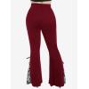 ROSE GAL Womens Plus Size Lace Insert Flare Pants High Waisted Stretchy Long Pants(Red_1)
