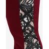 ROSE GAL Womens Plus Size Lace Insert Flare Pants High Waisted Stretchy Long Pants(Red_1)