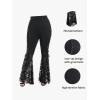 ROSE GAL Womens Plus Size Lace Panel Pull On Flare Pants with Lace-up(Black_4)