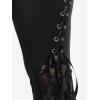 ROSE GAL Womens Plus Size Lace Panel Pull On Flare Pants with Lace-up(Black_4)