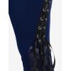 ROSE GAL Womens Plus Size Lace Panel Pull On Flare Pants with Lace-up(Blue_1)
