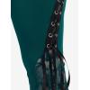 ROSE GAL Womens Plus Size Lace Panel Pull On Flare Pants with Lace-up(Green_1)