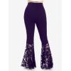 ROSE GAL Womens Plus Size Lace Panel Pull On Flare Pants with Lace-up(Purple_1)