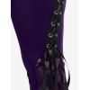 ROSE GAL Womens Plus Size Lace Panel Pull On Flare Pants with Lace-up(Purple_1)