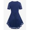 ROSE GAL Women’s Plus Size Lace top Place Panel Front Twist Tee lace-up Steampunk Tunic(Blue)