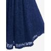 ROSE GAL Women’s Plus Size Lace top Place Panel Front Twist Tee lace-up Steampunk Tunic(Blue)