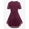 ROSE GAL Women’s Plus Size Lace top Place Panel Front Twist Tee lace-up Steampunk Tunic(Red)