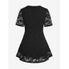 ROSE GAL Women’s Plus Size Tunic V Neck Top Curve Floral Lace Blouse A-Line Swing T Shirt(Black)