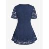 ROSE GAL Women’s Plus Size Tunic V Neck Top Curve Floral Lace Blouse A-Line Swing T Shirt(Blue)