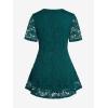 ROSE GAL Women’s Plus Size Tunic V Neck Top Curve Floral Lace Blouse A-Line Swing T Shirt(Deep Green)