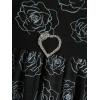 Rosegal Plus Size Retro Sleeveless Dress for Women Rose Print Midi Vintage Tank Dress with Belt(Black)