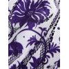 Rosegal Plus Size Womens Crochet Porcelain Floral Print Pleated Twist Ruched 2 in 1 Blouse Short Flutter Sleeve Flowy Top(Purple)
