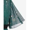 Rosegal Plus Size Womens Sparkly Gold Stamping Stars Print Butterfly Sleeve Blouse 2 in 1 Flowy Short Sleeve Top with Belt(Green)