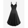 Rosegal Women Plus Size Floral Sundress High Low Midi Sleeveless Cami Flowy Dress(Black)