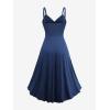 Rosegal Women Plus Size Floral Sundress High Low Midi Sleeveless Cami Flowy Dress(Blue)