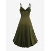 Rosegal Women Plus Size Floral Sundress High Low Midi Sleeveless Cami Flowy Dress(Green)