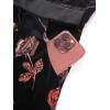 Rosegal Women Plus Size Gilding Rose Lace Up Velvet Sleeveless Swing Dress(Black)