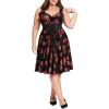 Rosegal Women Plus Size Gilding Rose Lace Up Velvet Sleeveless Swing Dress(Black)