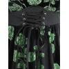 Rosegal Women Plus Size Gilding Rose Lace Up Velvet Sleeveless Swing Dress(Green)