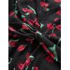 Rosegal Women Plus Size High Low Hem V Neck Ruffle Flutter Sleeves Chiffon Maxi Floral Flowy Dress(Black)