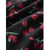 Rosegal Women Plus Size High Low Hem V Neck Ruffle Flutter Sleeves Chiffon Maxi Floral Flowy Dress(Black)