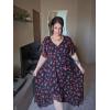 Rosegal Women Plus Size High Low Hem V Neck Ruffle Flutter Sleeves Chiffon Maxi Floral Flowy Dress(Black)