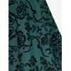 Rosegal Womens Plus Size Flocking Floral Mesh Panel Lace Up Grommet 2 in 1 Long Sleeves Top(Green)