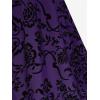 Rosegal Womens Plus Size Flocking Floral Mesh Panel Lace Up Grommet 2 in 1 Long Sleeves Top(Purple)