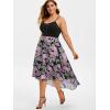 Rosegal Womens Plus Size Gothic Grommet High Low Floral Skull Dress A Line Halloween Rockabilly Cami Dress(Light Purple)