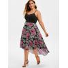 Rosegal Womens Plus Size Gothic Grommet High Low Floral Skull Dress A Line Halloween Rockabilly Cami Dress(Red_1)