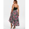 Rosegal Womens Plus Size Gothic Grommet High Low Floral Skull Dress A Line Halloween Rockabilly Cami Dress(Red_1)