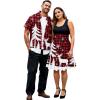 Matchable Couple Christmas Tree Elk Snowflake Plaid Print Shirt or Plus Size Knee Length Fit and Flare Retro Xmas Dress(Men Red)