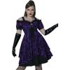 ROSE GAL Plus Size Gothic Lace Up Flocking Floral Layered Cold Shoulder Flowy Dress(Purple)