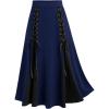 ROSE GAL Plus Size Gothic Lace Up Two Tone Godet Hem Midi A Line High Waisted Skirt(Deep Blue)