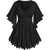 ROSE GAL Plus Size Lace Panel Butterfly Sleeve Blouse(Black_1)
