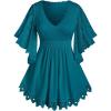 ROSE GAL Plus Size Lace Panel Butterfly Sleeve Blouse(Green_1)