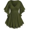 ROSE GAL Plus Size Lace Panel Butterfly Sleeve Blouse(Green_2)