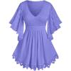 ROSE GAL Plus Size Lace Panel Butterfly Sleeve Blouse(Purple_2)