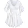 ROSE GAL Plus Size Lace Panel Butterfly Sleeve Blouse(White)