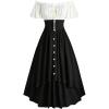 ROSE GAL Plus Size Medieval Renaissance Costume Women Ren Faire Victorian Corset Dress Off Shoulder Short Sleeves Dress(Black_1)