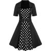 ROSE GAL Plus Size Polka Dots 1950s Vintage Dress for Women Rockabilly Retro Pinup Dress(Black_1)