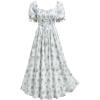 ROSE GAL Plus Size Summer Cottagecore Dress for Women Elegant Square Neck Ruffes Pleated Lace-Up Floral Flowy Dress(White_1)
