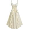 ROSE GAL Plus Size Summer Flowy Corset Sundress for Women Elegant Knot Dress(Beige_1)