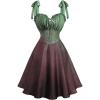 ROSE GAL Plus Size Women Cocktail Corset Dress Self-tie Straps Low Cut Ruffle Bustier Ombre Sundress(Green)