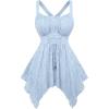ROSE GAL Plus Size Women Flower Jacquard Lace-up Ruched Sleeveless Blouse Flowy Handkerchief Hem Tank Top(Light Blue)