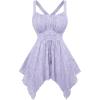 ROSE GAL Plus Size Women Flower Jacquard Lace-up Ruched Sleeveless Blouse Flowy Handkerchief Hem Tank Top(Light Purple)