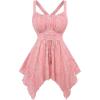ROSE GAL Plus Size Women Flower Jacquard Lace-up Ruched Sleeveless Blouse Flowy Handkerchief Hem Tank Top(Pink)