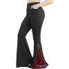 ROSE GAL Plus Size Women Gothic Trousers High Waisted Flare Pants Flocking Floral Mesh Bell Bottom Pants with Pockets(Black)