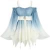 ROSE GAL Plus Size Women Renaissance Fair Blouses Off Shoulder Trumpet Long Sleeves Top