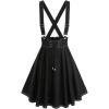 ROSE GAL Plus Size Womens Casual Suspender Skirt Back Zipper Lace-up Topstitching Skirt(Black_1)
